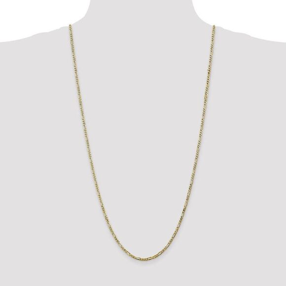 2.75mm 10k Yellow Gold Flat Figaro Chain Necklace, 30 Inch - Picture 2 of 8